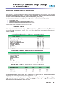 Određivanje potrebne snage uređaja za kompenzaciju