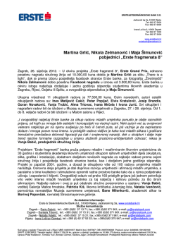 Martina Grlić, Nikola Zelmanović i Maja &Scaron;imunović pobjednici &bdquo;Erste
