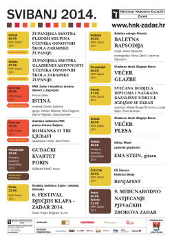 preuzmite mjesečni plakat - Hrvatsko narodno kazali&scaron;te Zadar