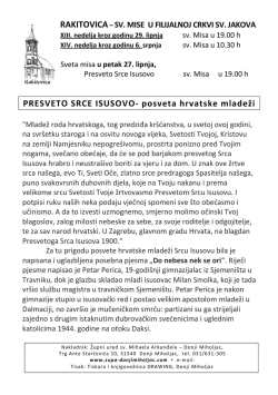 PRESVETO SRCE ISUSOVO- posveta hrvatske mladeži