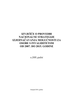 izvješće o provedbi nacionalne strategije izjednačavanja