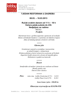 TJEDAN RESTORANA U ZAGREBU 08.03. &ndash; 16.03.2013
