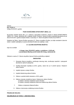 poziv na Glavnu skup&scaron;tinu