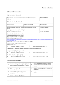 Poziv na nadmetanje Odjeljak I: Javni naručitelj