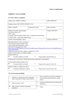 Poziv na nadmetanje Odjeljak I: Javni naručitelj