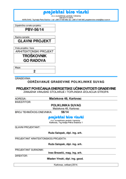 PBV-56/14 GLAVNI PROJEKT TRO&Scaron;KOVNIK GO RADOVA