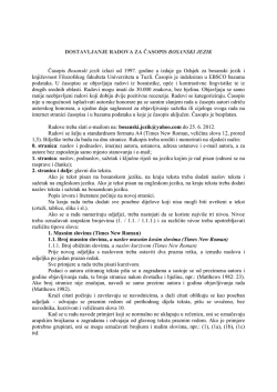 DOSTAVLJANJE RADOVA ZA ČASOPIS