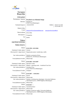 Europass CV - Fakultet za informacione tehnologije