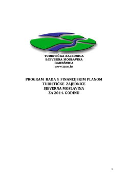Program rada s financijskim planom TZ Sjeverna Moslavina za 2014
