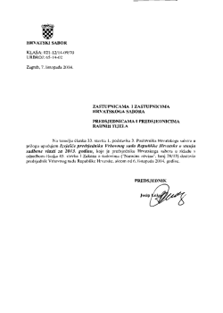 izvje&scaron;će predsjednika vrhovnog suda o stanju