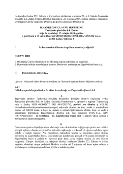 Poziv na izvanrednu Glavnu skup&scaron;tinu Dru&scaron;tva