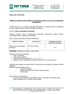 Banja Luka, 10.02.2015. TENDER ZA