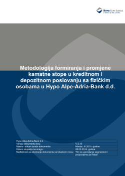Metodologija formiranja i promjene kamatne
