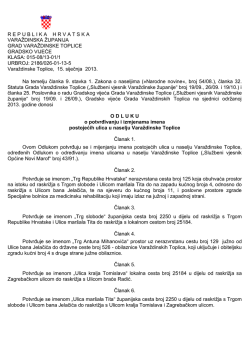 1. Odluka o potvrđenju i izmjenama imena postojećih ulica u naselju