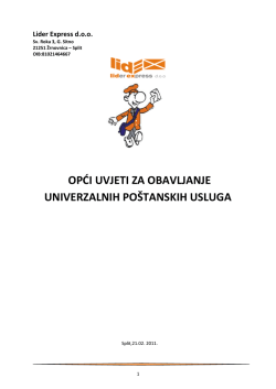 opći uvjeti za obavljanje univerzalnih po&scaron;tanskih