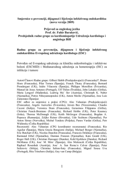 Smjernice o prevenciji, dijagnozi i liječenju infektivnog endokarditisa