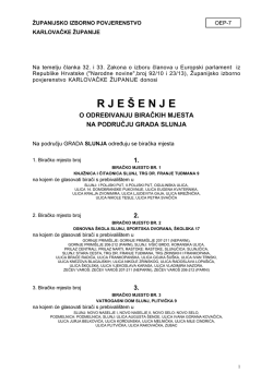 biračka mjesta za grad slunj