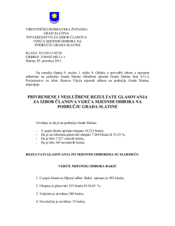 privremene i neslužbene rezultate glasovanja za
