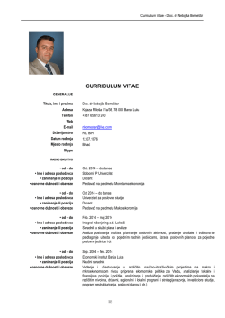 CURRICULUM VITAE - Slobomir P Univerzitet
