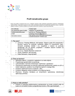 Profil istraživačke grupe