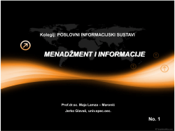 MENADŽMENT I INFORMACIJE - doc. dr. sc. Jerko Glava&scaron;