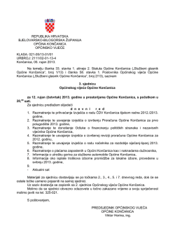 Saziv za 3. sjednicu općinskog Vijeća Općine Končanica