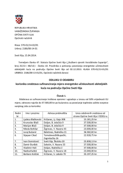 ODLUKA O ODABIRU KORISNIKA sredstava