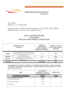 PLAN JAVNIH NABAVKI - Željeznički prevoz Crne Gore
