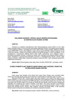 Daljinski nadzor i upravljanje hidroelektranama iz centra sliva rijeke