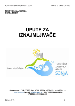 UPUTE ZA IZNAJMLJIVAĈE