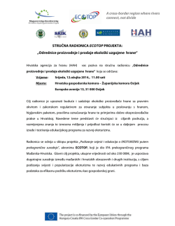 STRUČNA RADIONICA ECOTOP PROJEKTA: &bdquo;Odrednice