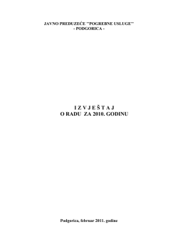 "Pogrebne usluge" - Podgorica za 2010. godinu, sa ocjenama i