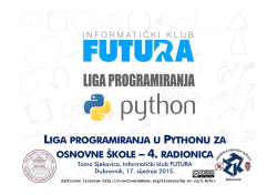 liga programiranja u pythonu za osnovne &scaron;kole &ndash; 4. radionica