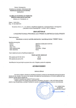 Obavje&scaron;tenje o razvrstavanju po KD &ndash; statistika