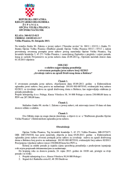 Odluka o odabiru najpovoljnijeg ponuditelja u postupku Javne nabave