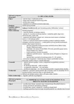3. DODATNA NASTAVA 1/5 Aktivnost, program i/ili