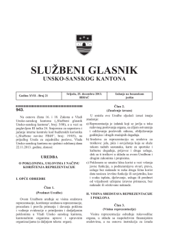 Službeni glasnik USK-a broj:21/2013 u kojem se nalaz slijedeći