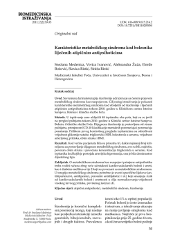 BIOMEDICINSKA ISTRAŽIVANJA Karakteristike metaboličkog