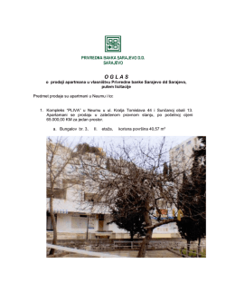 Oglas -APARTMANI - Privredna banka Sarajevo