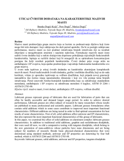 Uticaj cvrstih dodataka na karakteristike mazivih masti