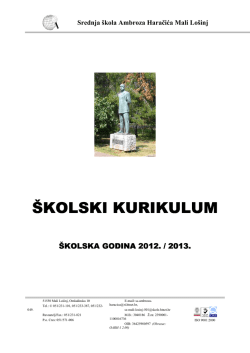 &Scaron;kolski kurikulum 2012-2013 - Srednja &scaron;kola Ambroza Haračića