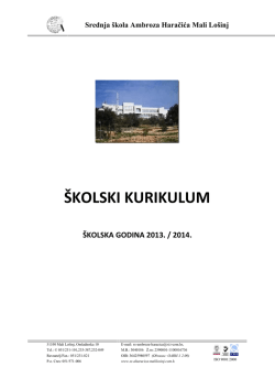 &Scaron;KOLSKI KURIKULUM - Srednja &scaron;kola Ambroza Haračića