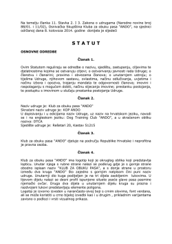 S T A T U T - KLUB ZA OBUKU PASA ANDO