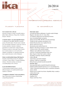 2. srpnja 2014. Novi svećenici Crkve u Hrvata Donosimo izvještaje