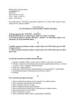 natječaj za upis za pedagošku godinu 2013-2014