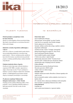 30. travnja 2013. Početak postupka za progla&scaron;enje svetom bl