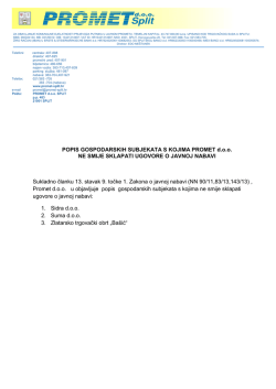 Popis gospodarskih subjekata s kojima je Promet d.o.o. u sukobu