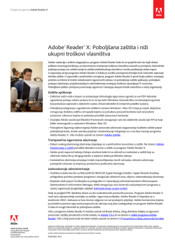Adobe&reg; Reader&reg; X: Pobolj&scaron;ana za&scaron;tita i niži ukupni tro&scaron;kovi