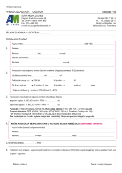 PRIJAVA IZLAGANJA - UGOVOR Obrazac 105 1. 2.