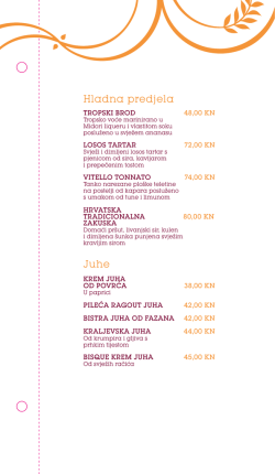 Hladna predjela Juhe - Sheraton Zagreb Hotel